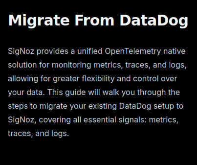 Миграция Datadog -> Signoz